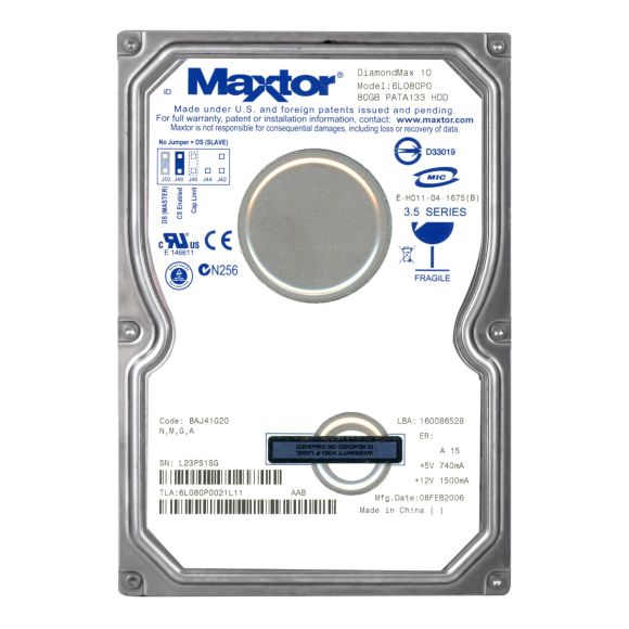 MAXTOR DiamondMax 10 80GB 10 7.2K 8MB ATA 3.5'' 6L080P0