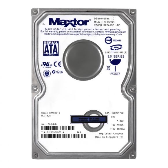 MAXTOR DiamondMax 10 250GB 7.2K 16MB SATA 3.5'' 6L250S0