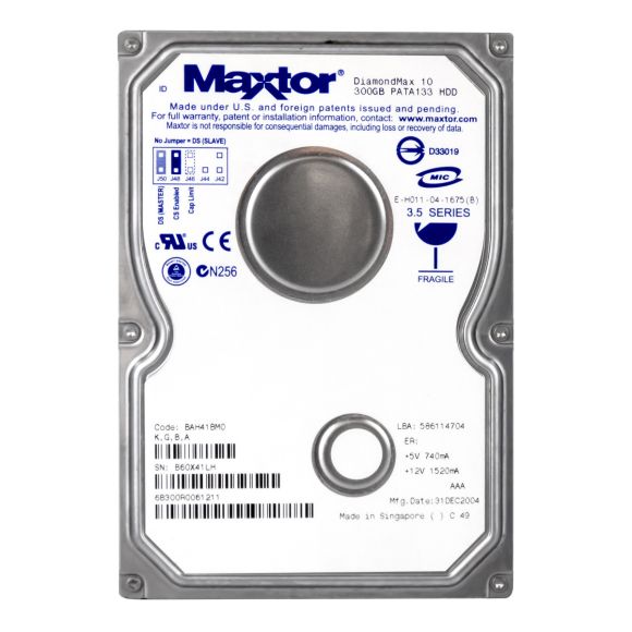 MAXTOR DiamondMax 10 300GB 7.2K 16MB ATA 3.5'' 6B300R0