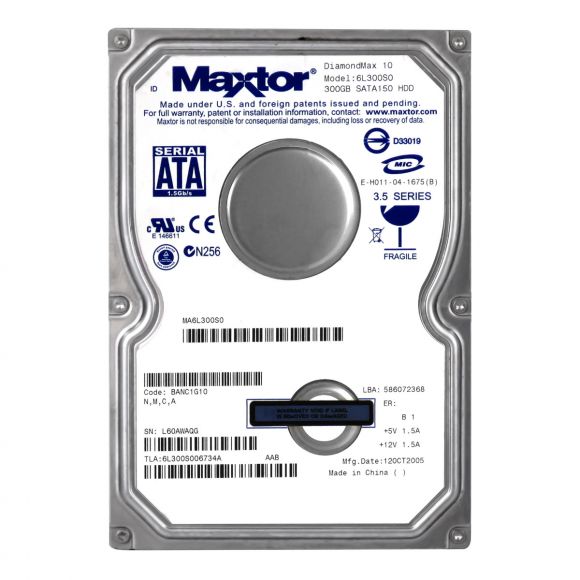 MAXTOR DiamondMax 10 300GB 7.2K 16MB SATA 3.5'' 6L300S0