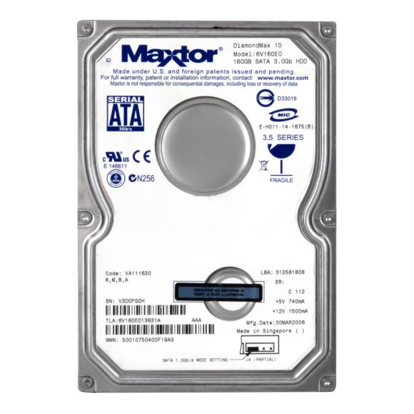 MAXTOR DiamondMax 10 160GB 7.2K 8MB SATA II 3.5'' 6V160E0