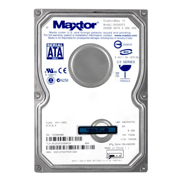 MAXTOR DiamondMax 10 250GB 7.2K 16MB SATA II 3.5'' 6V250F0