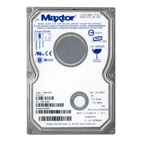 MAXTOR DiamondMax Plus 9 60GB 7.2k 8MB ATA 3.5'' 6Y060P0