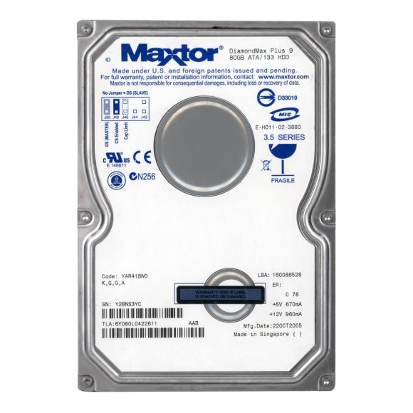 MAXTOR 6Y080L0 HDD 80GB 7.2K ATA 2MB DIAMONDMAX PLUS 9 3.5"