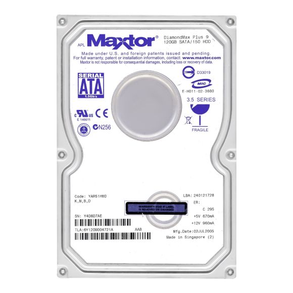 MAXTOR DiamondMax PLUS 9 120GB 7.2k 8MB SATA 3.5'' 6Y120M0