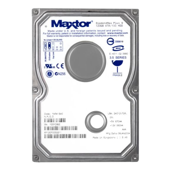 MAXTOR DiamondMax Plus 9 120GB 7.2K 8MB ATA 3.5'' 6Y120P0