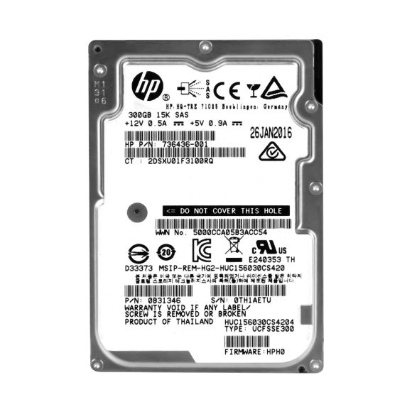 HP 736436-001 300GB 15K 128MB SAS-3 2.5'' HUC156030CS4204
