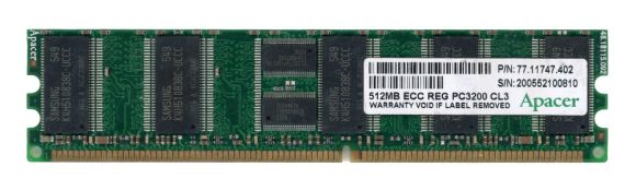 APACER 512MB DDR PC3200R 400MHz 77.11747.402 ECC REGISTERED