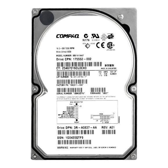 COMPAQ 127695-001 18.2GB 10K SCSI 80-PIN 3.5'' BD018122C0 