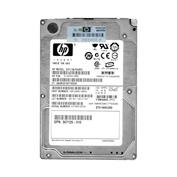 HP DH0146FAQRE 146GB SAS 512544-002 15K 2.5" 146GB SFF 6G