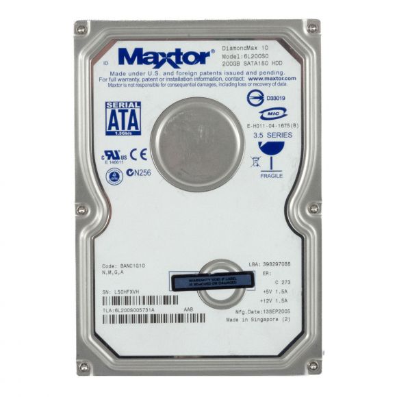MAXTOR DiamondMax 10 200GB 7.2K 16MB SATA 3.5'' 6L200S0