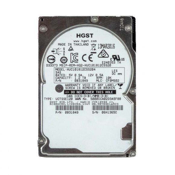 HGST UltraStar C10K1800 1.2TB 10K 128MB SAS-3 2.5'' HUC101812CSS204