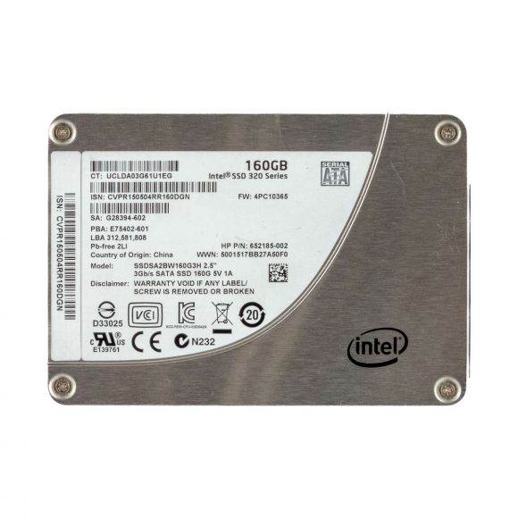 HP 652185-002 160GB MLC SATA III 2.5'' SSDSA2BW160G3H