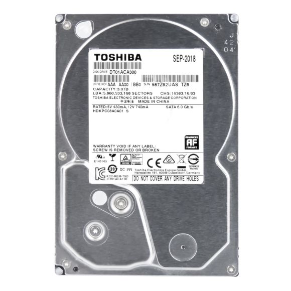 TOSHIBA 3TB SATA III 7.2K 64MB 3.5'' DT01ACA300