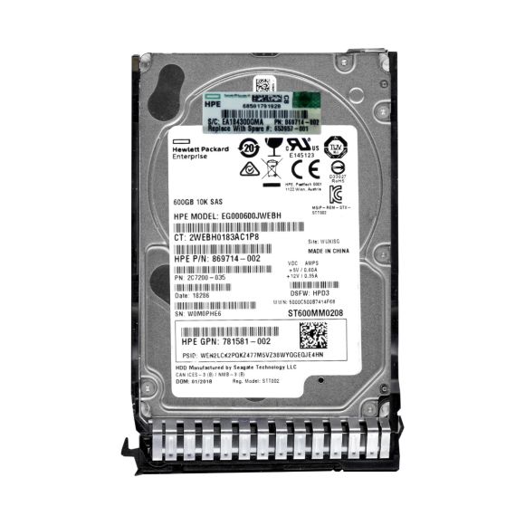 HP 869714-002 600GB 10K 128MB SAS-3 2.5'' EG000600JWEBH
