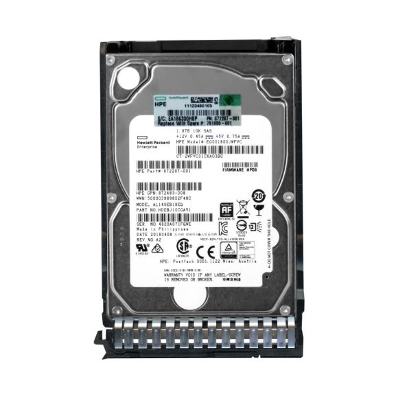 HP 872287-001 1.8TB 10K 128MB SAS-3 2.5'' EG001800JWFVC