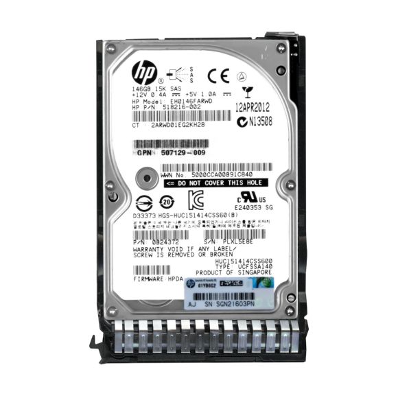 HP EH0146FARWD 146GB 15K SAS 2.5" 518216-002 512744-001