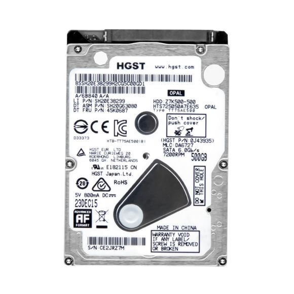 HGST TravelStar Z7K500 500GB 7.2K 32MB SATA III 2.5'' HTS725050A7E635