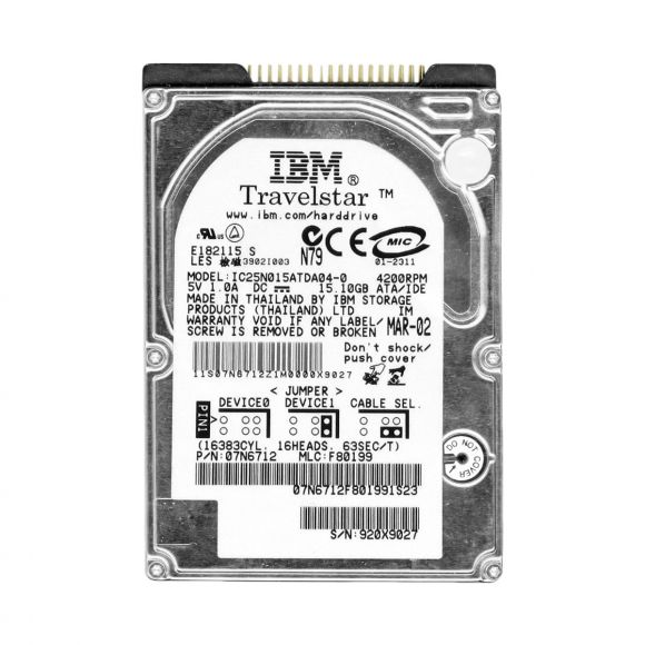 IBM 07N6712 15.1GB 4.2K ATA 2.5'' IC25N015ATDA04-0