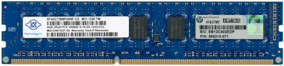 HP 500210-571 4GB DDR3 1333MHz UNBUFFERED ECC NT4GC72B8PG0NF-CG