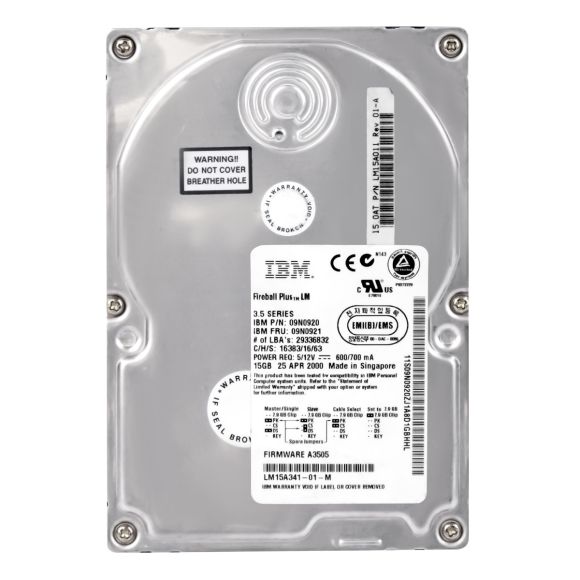 HDD IBM 09N0921 FIREBALL PLUS 15 GB 7200RPM ATA/IDE 3.5" 
