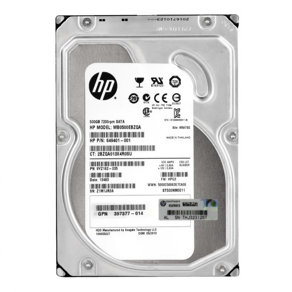 HP MB0500EBZQA 500GB SATA 7.2K 3.5" 649401-001