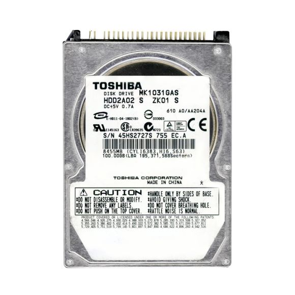 TOSHIBA 100GB 4.2k 8MB ATA 2.5'' MK1031GAS