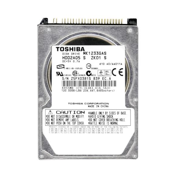 TOSHIBA 120GB 4.2K 8MB ATA 2.5'' MK1233GAS