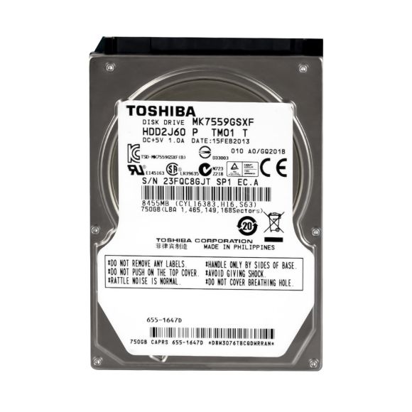 TOSHIBA 750GB 5.4K 8MB SATA II 2.5'' MK7559GSXF
