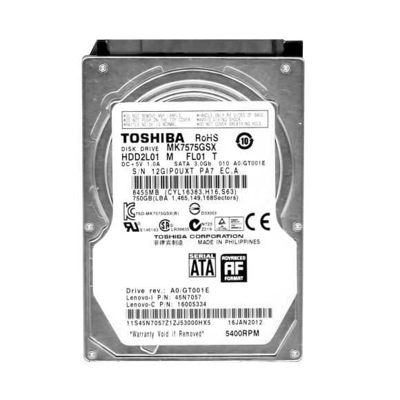 TOSHIBA 750GB 5.4K 8MB SATA II 2.5'' MK7575GSX
