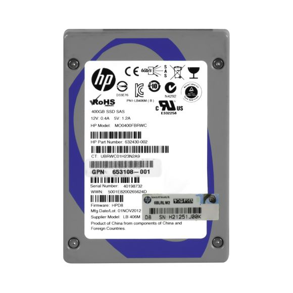 HP 632430-002 400GB MLC SAS-2 2.5'' MO0400FBRWC