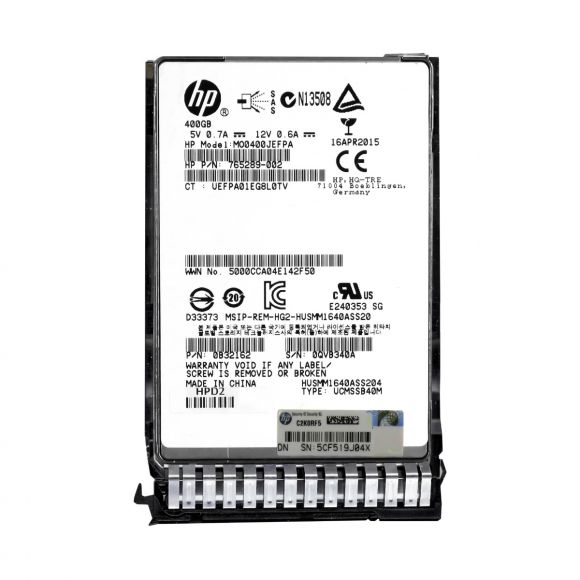 HP 765289-002 400GB MLC SAS-3 2.5'' MO0400JEFPA