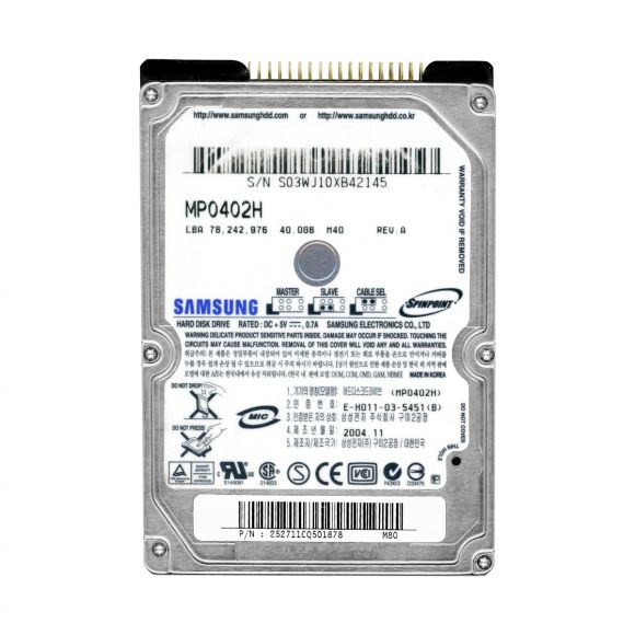 HDD SAMSUNG MP0402H 40GB 2.5'' ATA 5400RPM