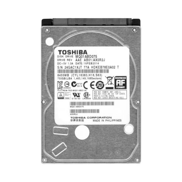 TOSHIBA 750GB 5.4K 8MB SATA II 2.5'' MQ01ABD075