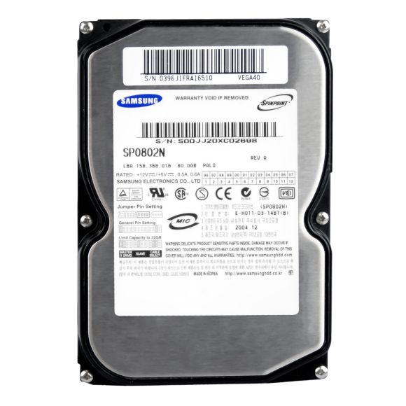 SAMSUNG SP0802N 80GB HDD IDE ATA SPINPOINT P80 7.2K 2MB 3.5"