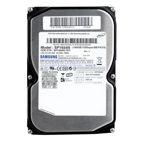 SAMSUNG SP1654N 160GB HDD IDE ATA SPINPOINT P80 7.2K 8MB 3.5"