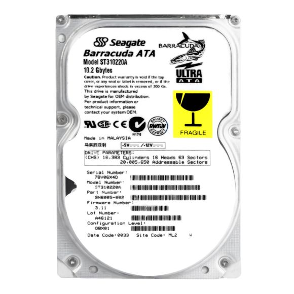 SEAGATE BARRACUDA 10GB 7.2K ATA 3.5'' ST310220A