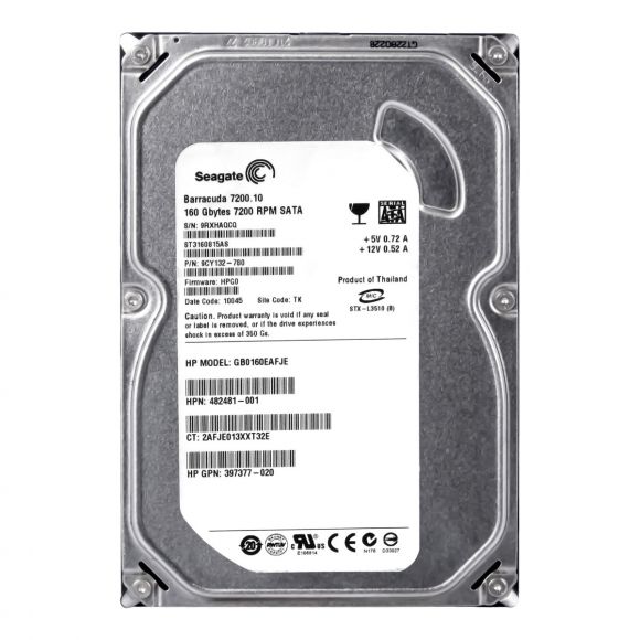 HP GB0160EAFJE HDD 160GB SATA II 7.2K RPM 482481-001 3.5"