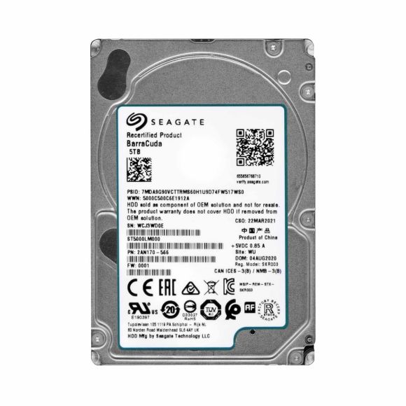 SEAGATE BarraCuda 5TB  SATA III 5.4K 128MB 2.5'' ST5000LM000