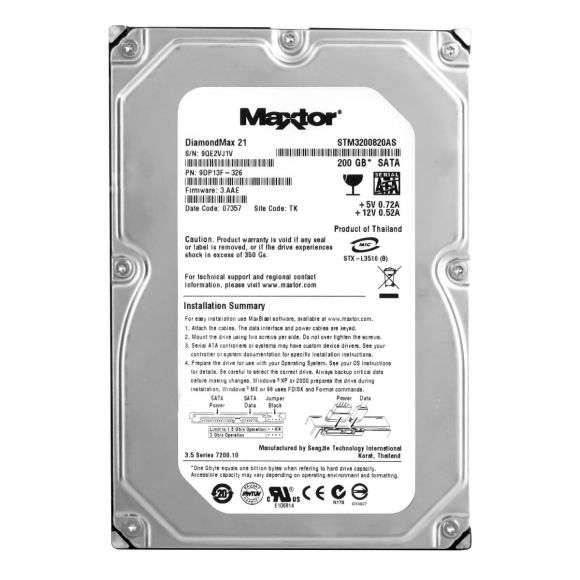 MAXTOR DiamondMax 21 200GB 7.2K 8MB SATA II 3.5'' STM3200820AS