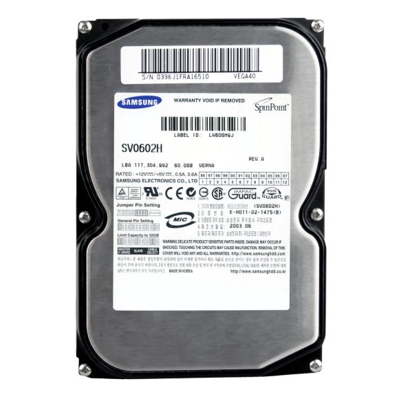 SAMSUNG SpinPoin V60 60GB 5.4K 2MB ATA 3.5'' SV0602H