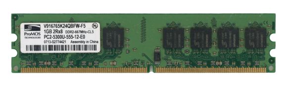 PROMOS 1GB DDR2 2Rx8 PC2-5300U 667MHz V916765K24QBFW-F5 Non-ECC