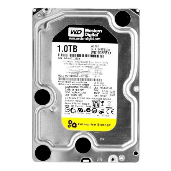 WD WD1003FBYX RE4 1TB 64MB cache SATAII 7.2K