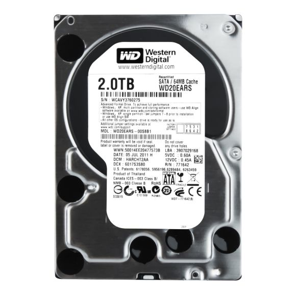 WD 2TB 5.4K 64MB SATA II 3.5" WD20EARS