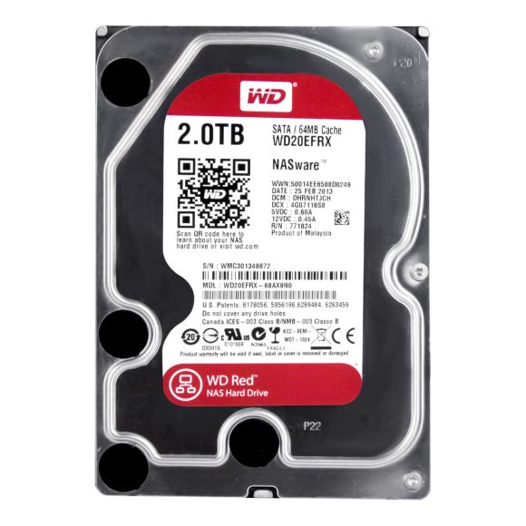WD 2TB RED 5.4K 64MB SATA III 3.5'' WD20EFRX NASware 1.0