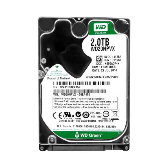 DYSK TWARDY WD GREEN 2TB SATA III 2.5" 8MB CACHE WD20NPVX