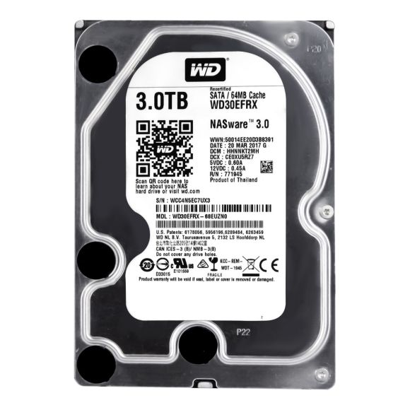 WD 3TB RED 5.4K 64MB SATA III 3.5'' WD30EFRX NASware 3.0