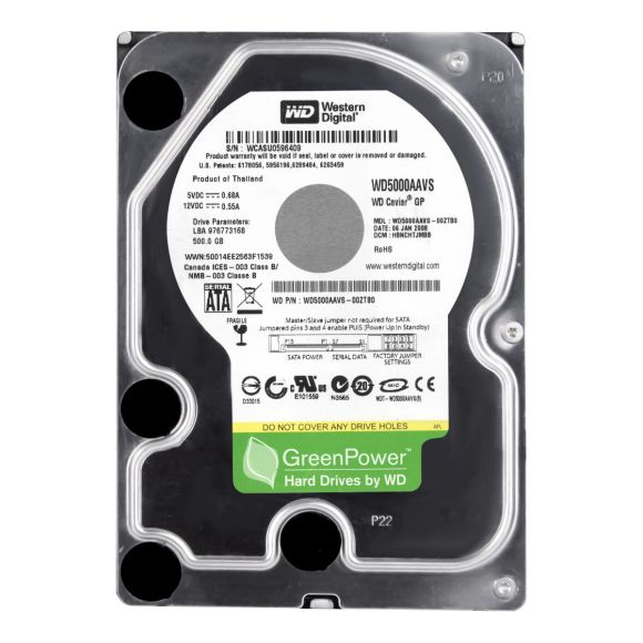 WD CAVIAR GP 500GB SATA II 7.2K 8MB 3.5'' WD5000AAVS