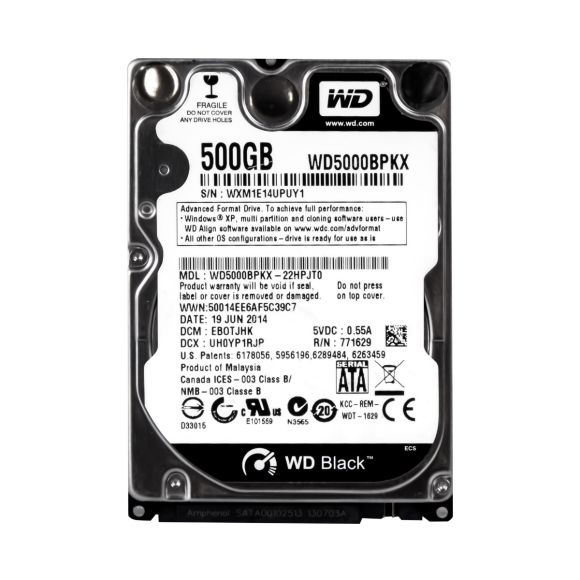 WD BLACK 500GB 7.2k 16MB SATA III 2.5'' WD5000BPKX
