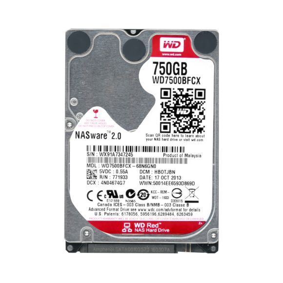 WD RED 750GB 5.4K 16MB SATA III 2.5'' WD7500BFCX NASware 2.0